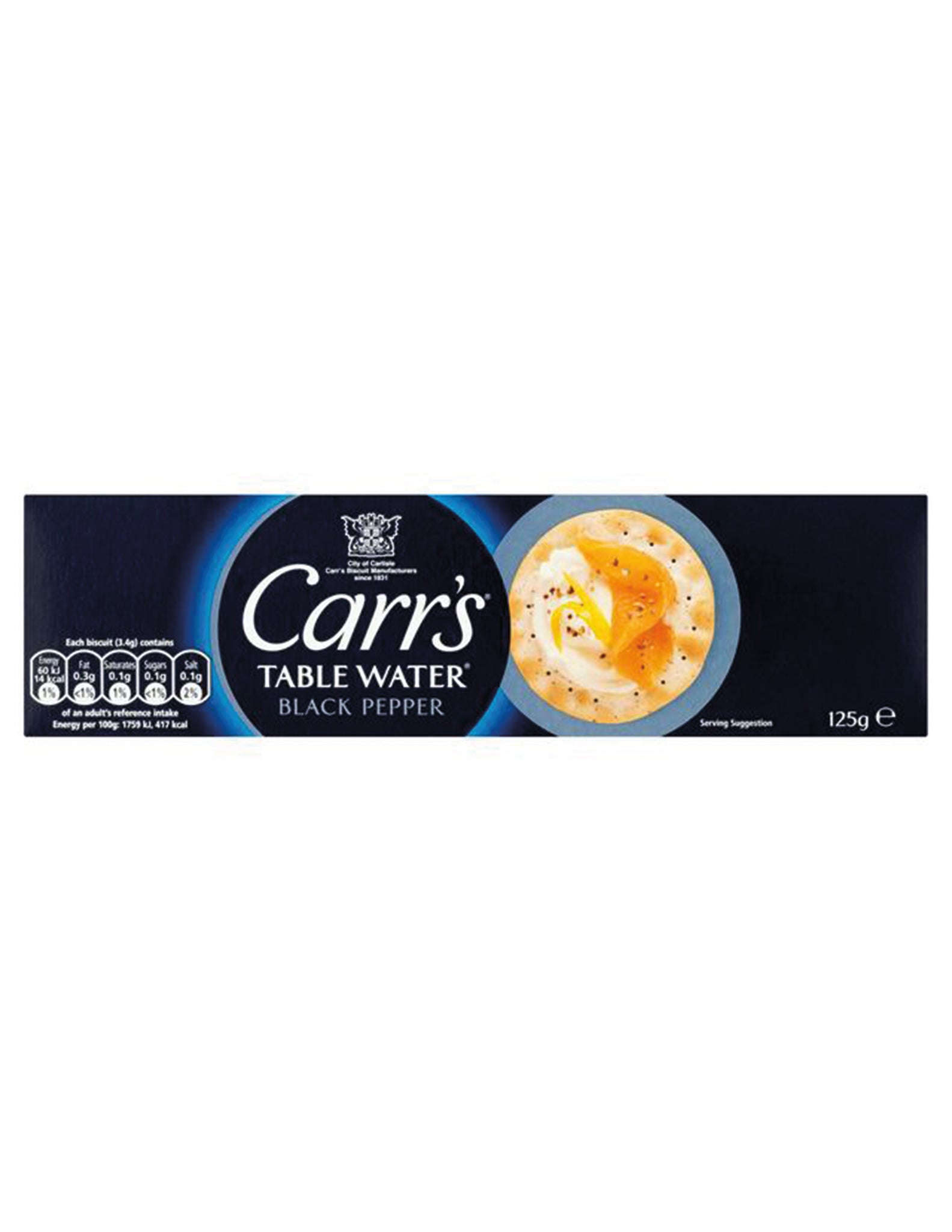 bvi>Carr's Table Water Black Pepper Crackers  -  4.25 oz ( 125 g )
