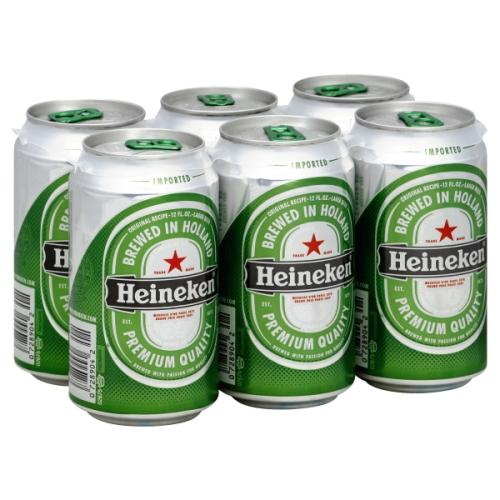 bvi>Heineken Beer, 6 pack 12 oz (355 ml) cans