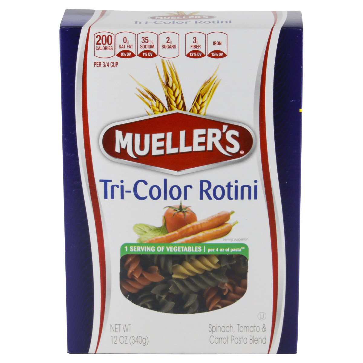 bvi>Mueller's Tri-Color Rotini Pasta - 12 oz